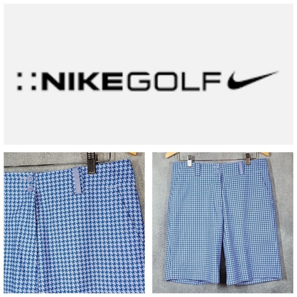 Nike Blue Houndstooth Athletic Golf Shorts